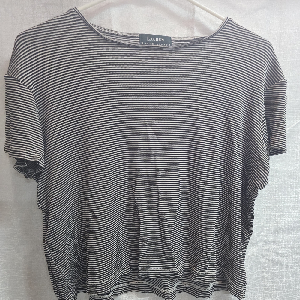 Lauren Ralph Lauren Black and White Striped Women's Crop Top